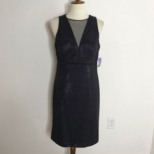 Rm Richards Black Sparkly Shift Mesh panel Dress